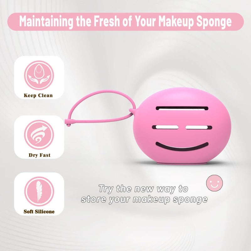 YalsFTY Silicone Makeup Sponge Holder, Triple-Sided Breathable Beauty Blender Case for Travel and Daily Use, Shatterproof Storage, Quick-Drying, and Fits Sponges - Rose - Image 2